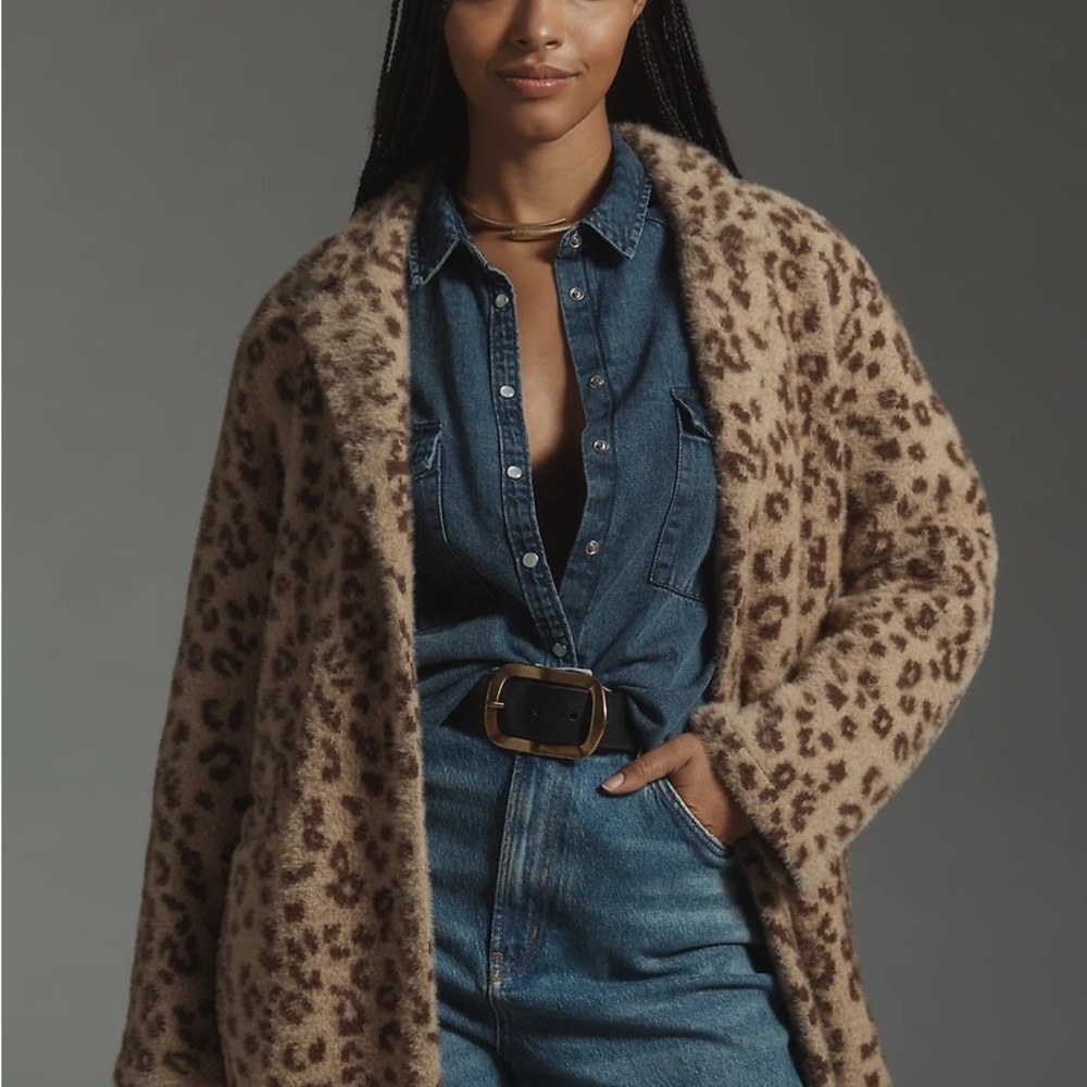 Anthropologie Sanctuary Hometown Leopard Knit Coat - Picture 11 of 11
